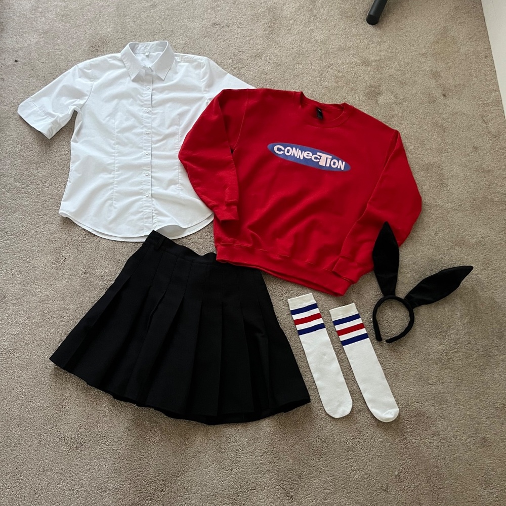 Crew Neck Skort Set Hip Hop Outfit
